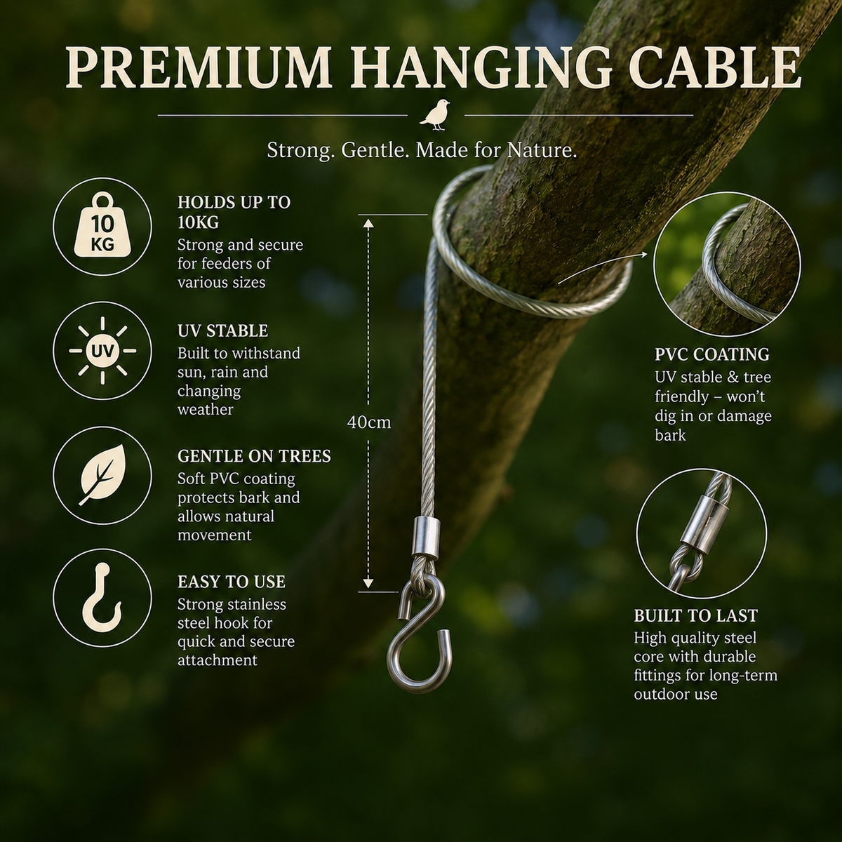 40cm - Soft Coated Hanging Cable Kit