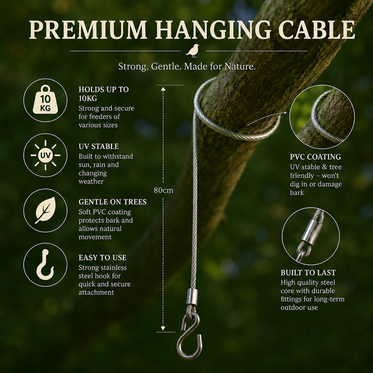 80cm - Soft Coated Hanging Cable Kit