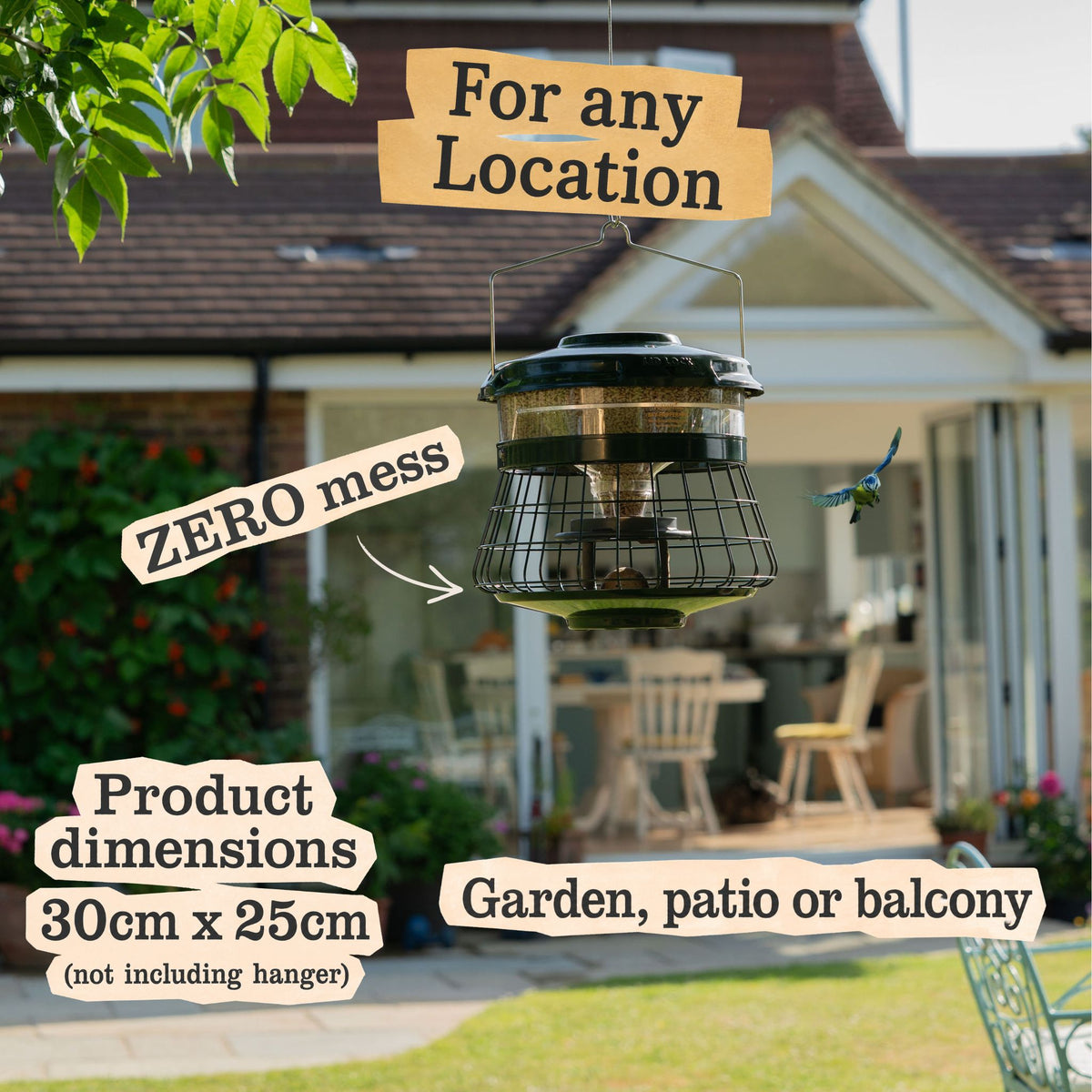 bird feeder for garden patio balcony no mess no waste squirrel proof