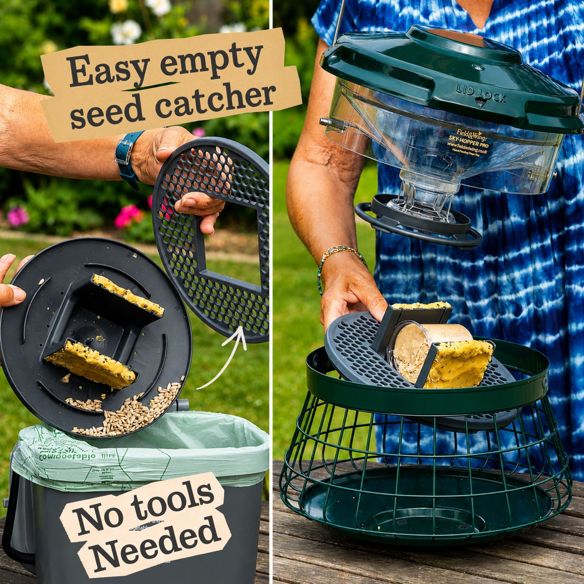 easy empty seed catching tray on bird feeder magpie proof