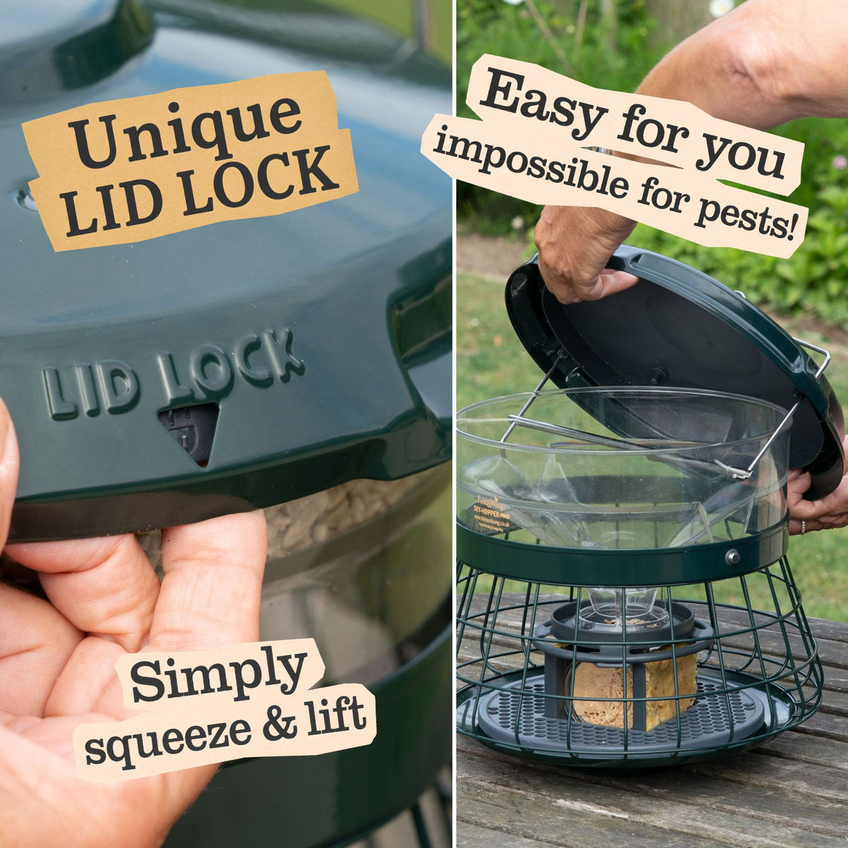 bird feeder with strong locking lid squirrel proof
